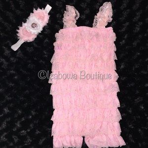 Baby Pink Lace Romper NWT Boutique